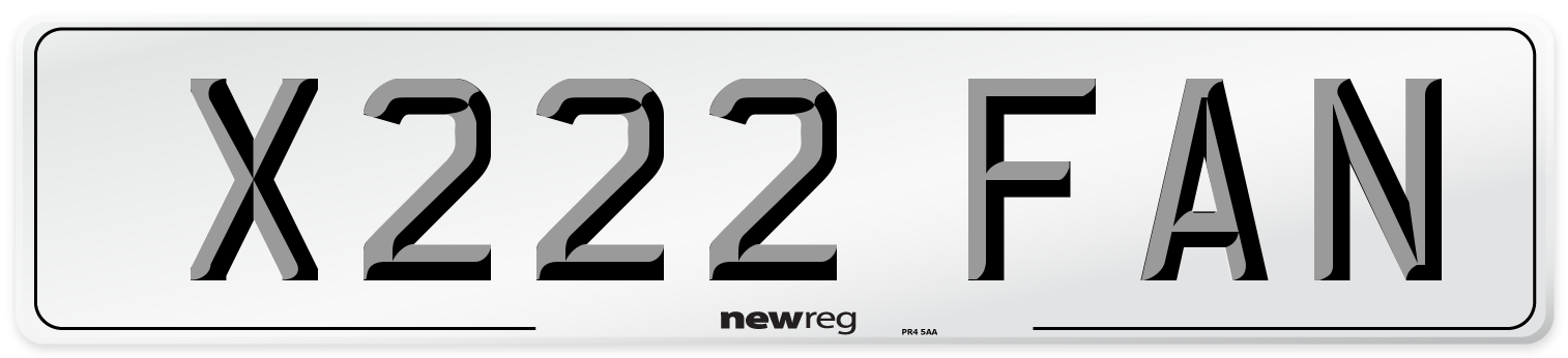 X222 FAN Number Plate from New Reg